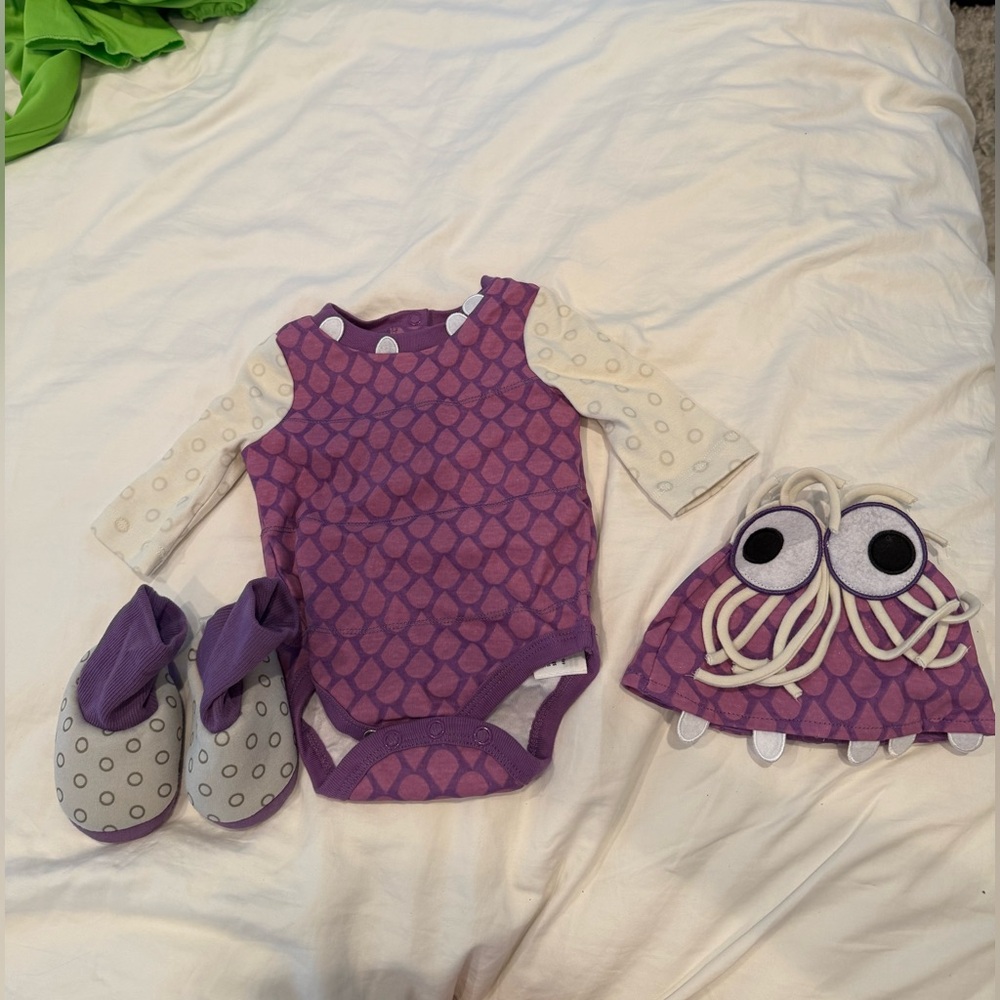 Disney “Boo” from Monsters Inc. Purple Bodysuit Set with Hat and Booties